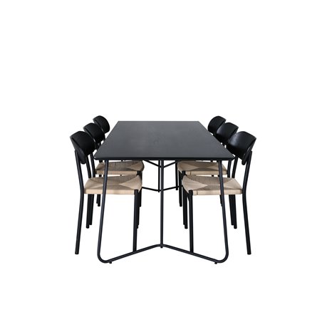 Pippi Dining Table , Black Black Veneer+Polly Dining Chair , Nature Black_6