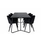 Pippi Dining Table , Black Black Veneer+Velvet Dining Chiar , Black legs, Black Fabric_6