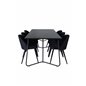 Pippi Dining Table , Black Black Veneer+Velvet Dining Chiar , Black legs, Black Fabric_6