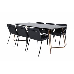 Pippi Dining Table - Distressed Copper / Black Veneer+Tvist Chair - Black / Black PU_6