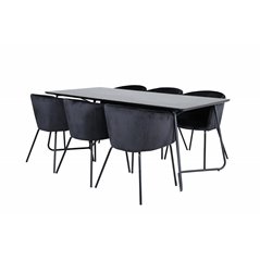 Pippi Dining Table - Black / Black Veneer+Berit Chair - Black / Black Velvet_6