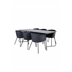 Pippi Dining Table - Black / Black Veneer+Berit Chair - Black / Black Velvet_6