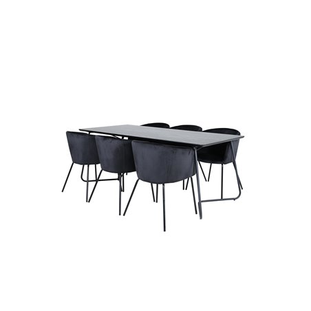 Pippi Dining Table - Black / Black Veneer+Berit Chair - Black / Black Velvet_6