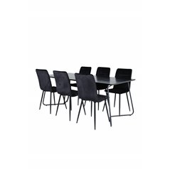 Pippi Dining Table - Black / Black Veneer+Windu Lyx Chair - Black / Black Velvet_6