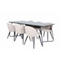 Pippi Dining Table - Black / Black Veneer+Velvet Stitches Chair - Black / Beige Fabric (Polyester linen )_6