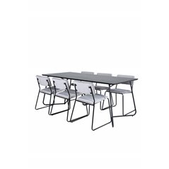Pippi Dining Table - Black / Black Veneer+Kenth Chair - Black / Light Grey Velvet_6