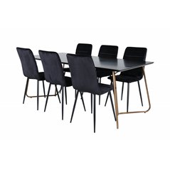 Pippi Dining Table , Distressed Copper Black Veneer+Windu Lyx Chair , Black Black Velvet_6