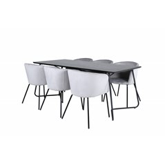 Pippi Dining Table - Black / Black Veneer+Berit Chair - Black / Light Grey Velvet_6