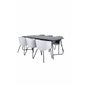 Pippi Dining Table - Black / Black Veneer+Berit Chair - Black / Light Grey Velvet_6