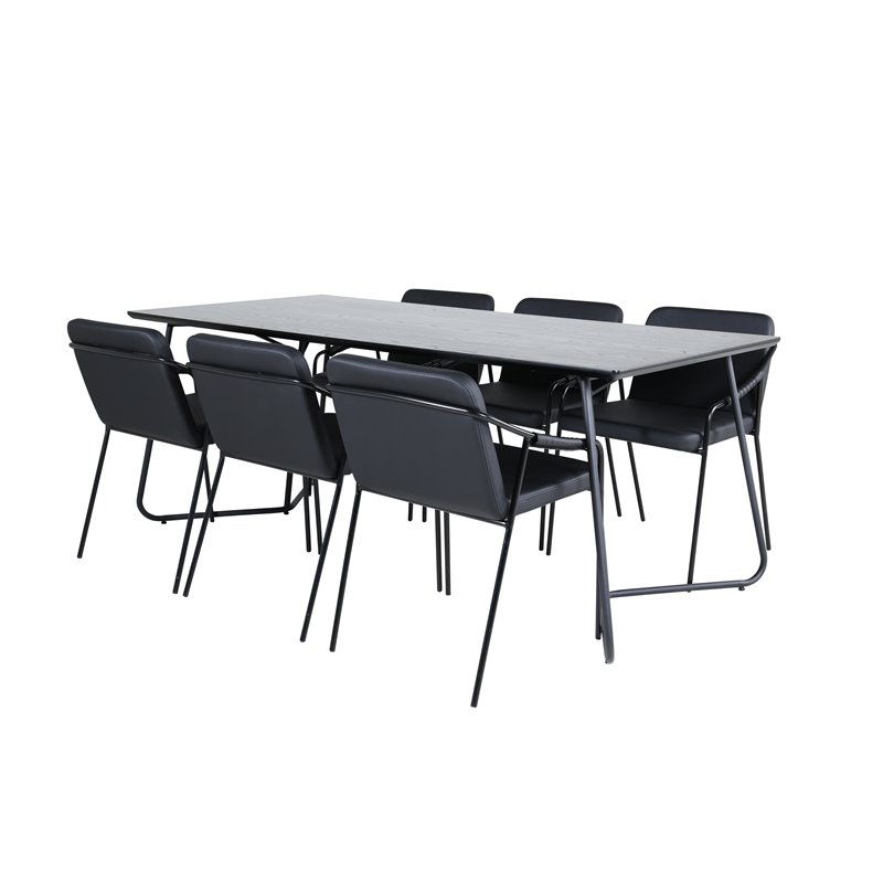 Pippi Dining Table - Black / Black Veneer+Tvist Chair - Black / Black PU_6