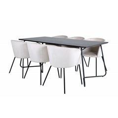 Pippi Dining Table - Black / Black Veneer+Berit Chair - Black / Beige Velvet_6