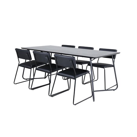 Pippi Dining Table - Black / Black Veneer+Kenth Chair - Black / Black PU_6