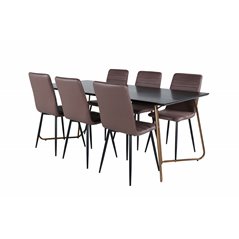 Pippi Dining Table , Distressed Copper Black Veneer+Windu Lyx Chair , Black Brown Micro Fibre_6