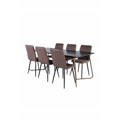 Pippi Dining Table , Distressed Copper Black Veneer+Windu Lyx Chair , Black Brown Micro Fibre_6