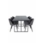 Leif Dining Table , Black Black smoked smoked Glass+Velvet Stitches Chair , Black Grey Micro Fibre_6