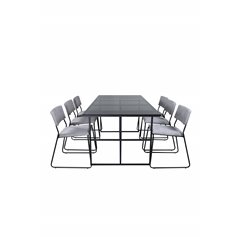 Leif Dining Table , Black Black smoked smoked Glass+Kenth Chair , Black Light Grey Velvet_6