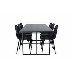 Leif Dining Table , Black Black smoked smoked Glass+Polar Dining Chair , Black Black_6