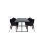 Leif Dining Table , Black Black smoked smoked Glass+Arch Dining Chair , Walnut Legs , Black Fabric_6