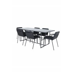 Leif Dining Table - Black / Black smoked smoked Glass+Tvist Chair - Black / Black PU_6