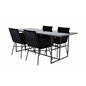 Leif Dining Table - Black / Black smoked smoked Glass+Pippi Chair - Black / Black Velvet_4