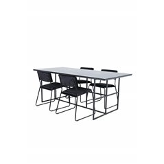 Leif Dining Table - Black / Black smoked smoked Glass+Kenth Chair - Black / Black Velvet_4