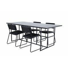 Leif Dining Table - Black / Black smoked smoked Glass+Kenth Chair - Black / Black PU_4