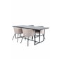 Leif Dining Table - Black / Black smoked smoked Glass+Berit Chair - Black / Beige Fabric (Polyester linen )_4