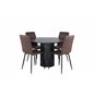 Marbs Round Dining Table , Black Black Glass Marble+Windu Lyx Chair , Black Brown Micro Fibre_4