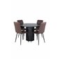 Marbs Round Dining Table , Black Black Glass Marble+Windu Lyx Chair , Black Brown Micro Fibre_4