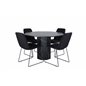 Marbs Round Dining Table , Black Black Glass Marble+Muce Dining Chair , Black Legs , Black Fabric_4