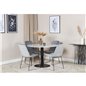 Estelle Round Dining Table ø106 H75 - White / Black, Muce Dining Chair - Black Legs - Grey Velvet_4