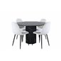 Marbs rundt spisebord, sort sort glas marmor + Polar Fluff spisestuestol, sorte ben, hvid bamse _4