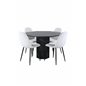 Marbs rundt spisebord, sort sort glas marmor + Polar Fluff spisestuestol, sorte ben, hvid bamse _4