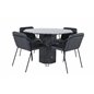Marbs Round Dining Table - Black / Black Glass Marble+Tvist Chair - Black / Black PU_4