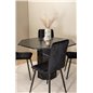 Marbs Round Dining Table - Black / Black Glass Marble+Windu Lyx Chair - Black / Black Velvet_4