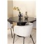 Marbs Round Dining Table - Black / Black Glass Marble+Berit Chair - Black / Light Grey Velvet_4