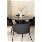 Marbs Round Dining Table - Black / Black Glass Marble+Berit Chair - Black / Black Velvet_4