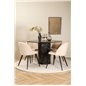 Marbs Round Dining Table - Black / Black Glass Marble+Velvet Stitches Chair - Black / Beige Velvet_4