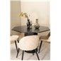 Marbs Round Dining Table - Black / Black Glass Marble+Velvet Stitches Chair - Black / Beige Velvet_4