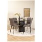 Marbs Round Dining Table - Black / Black Glass Marble+Windu Lyx Chair - Black / Grey Micro Fibre_4