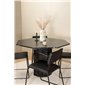 Marbs Round Dining Table - Black / Black Glass Marble+Kenth Chair - Black / Black PU_4