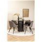 Marbs Round Dining Table - Black / Black Glass Marble+Velvet Stitches Chair - Black / Grey Micro Fibre_4