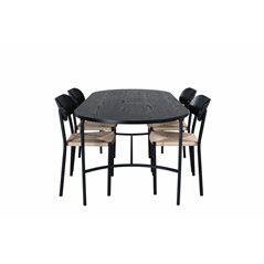 Skate Oval Dining Table , Black Black Veneer+Polly Dining Chair , Nature Black_4