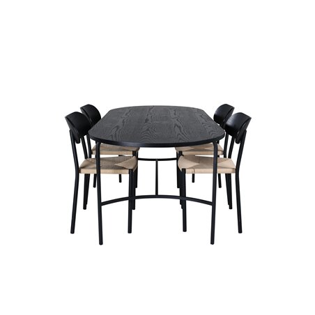 Skate Oval Dining Table , Black Black Veneer+Polly Dining Chair , Nature Black_4