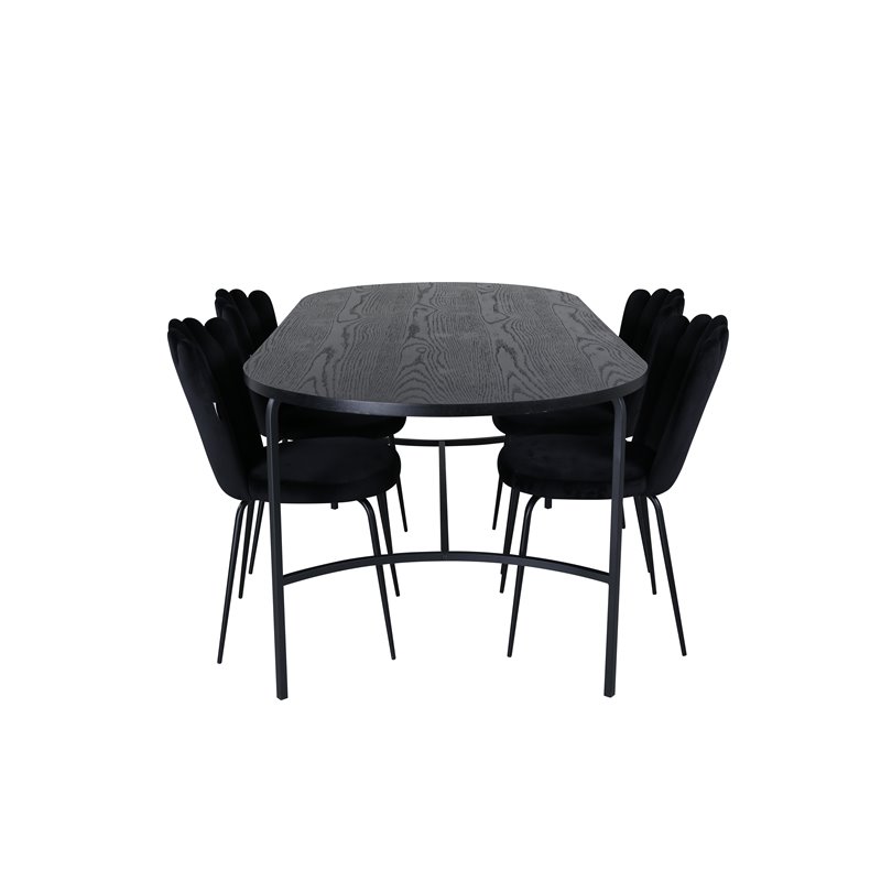 Skate Oval Dining Table , Black Black Veneer+Limhamn Light , Chair , Black Velvet_4