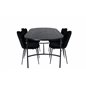 Skate Oval ruokapöytä, musta musta viilu + Limhamn Light, tuoli, musta Velvet_4