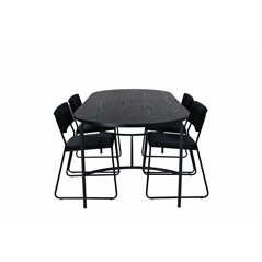 Skate Oval Dining Table , Black Black Veneer+Kenth Chair , Black Black Velvet_4