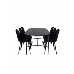 Skate Oval Dining Table , Black Black Veneer+Polar Dining Chair , Black legs Black Velvet (ers√§tter 19902,888)_6