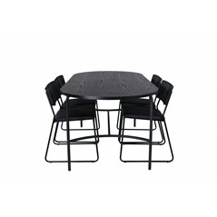 Skate Oval Dining Table , Black Black Veneer+Kenth Chair , Black Black PU_4