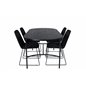 Skate Oval Dining Table , Black Black Veneer+Muce Dining Chair , Black Legs , Black Fabric_4